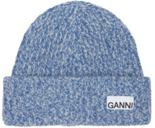 Blue Ganni Structured Rib Beanie - Nautical Blue Luer