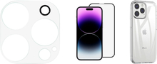 iPhone 14 Pro & Pro Max Panserglas, Beskyttelsesglas og Silikone Cover - inkl. 3D Panserglas