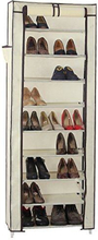 Songmics 10 Tier Shoe Rack Cabinet til 27 par sko Standing Storage Organizer Beige 58 x 28 x 160 cm