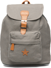 Baggy Back Pack, Grey With Leather Star Accessories Bags Backpacks Grå Smallstuff*Betinget Tilbud