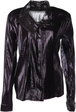 Pre-eide Purple Lurex Silk Button Front-skjorte