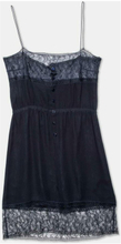 Chanel Navy Blue Silk Lace Tim Cami Dress
