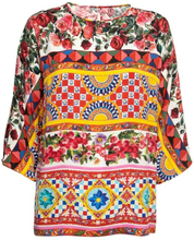 Dolce Gabbana Multicolor Mambo Printed Silk Bluse