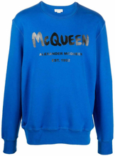Alexander McQueen Logo Graffiti-print Sweatshirt Blue/Black