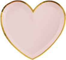 Papperstallrikar Hjärta Rosa/Guld - 10-pack