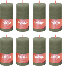 Bolsius Rustika blockljus 8-pack 100x50 mm olivgrön