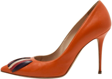 Manolo Blahnik Orange Leather Pointed-Toe Pumps