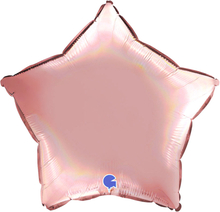 Ballong Stjärna Holografisk Platinum Rosé