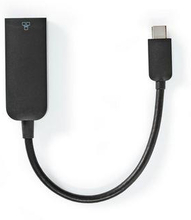 Nedis USB-nätverkskort | USB 3.2 Gen 1 | 1000 Mbps | USB-C- Hane | RJ45 Hona | 0.20 m | Rund | Nickelplaterad | Förtent Koppar | Svart | Kuvert