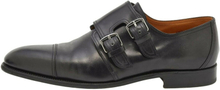 Pre-owned Black Leather Double Monk Strap Loafers
