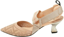 Pre-owned Beige FF Perforated Leather Colibri Slingback Pumps