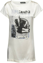 Dolce Gabbana Cream Marilyn Print Cotton Silk T-Shirt