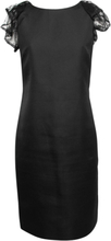 Valentino Black Lace Detail Flutter Sleeve Shift Dress