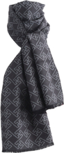 Zachte wol-blend sjaal in donkergrijs met ornament print