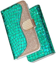 Crocodile Skin Glittery Powder Splicing Leather Wallet Case for iPhone XS/X