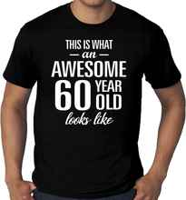 Grote Maten Awesome 60 year old/ 60 jarige t-shirt voor heren zwart