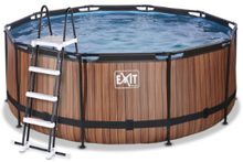 EXIT Wood Pool ø360x122cm med filterpumpe, brun