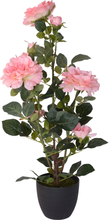 1x Groene kunst planten met roze rozen in pot 70 cm