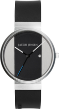 Jacob Jensen 712 Horloge New staal-rubber zilverkleurig-zwart 35 mm