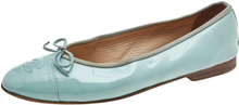 Pre -owned Patent Leather Bow CC Cap Toe Ballet Flats