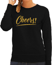 Cheers goud tekst sweater zwart dames - Oud en Nieuw / Glitter en Glamour goud party kleding trui