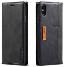 LC.IMEEKE LC-001 Series Læder Kortholder Case Telefon Cover til iPhone X/XS - Sort