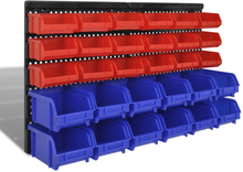 vidaXL Contenitore Plastica per Garage da Parete Set 30 pz Blu e Rosso