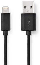 Nedis Lightning Kabel | USB 2.0 | Apple Lightning, 8-stifts | USB-A Hane | 480 Mbps | Nickelplaterad | 2.00 m | Rund | PVC | Svart | Låda