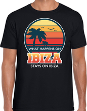 Ibiza zomer t-shirt / shirt What happens in Ibiza stays in Ibiza zwart voor heren