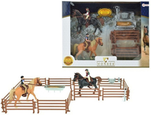 Speelgoed paarden set twee paarden met ruiters