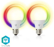 Nedis SmartLife Full Färg Glödlampa | Wi-Fi | E27 | 806 lm | 9 W | RGB / Varm till cool vit | 2700 - 6500 K | Android- / IOS | Glödlampa | 2 st.