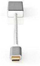 Nedis USB-C- Adapter | USB 3.2 Gen 1 | USB-C- Hane | Mini DisplayPort Hona | 0.20 m | Rund | Guldplaterad | Flätad / Nylon | Silver | Kartong med täckt fönster