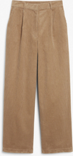 High-waisted corduroy trousers - Beige