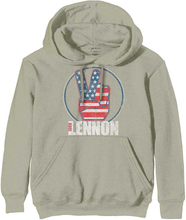 John Lennon: Unisex Pullover Hoodie/Peace Fingers US Flag (Small)