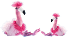 2x Pluche roze flamingos knuffels 27 en 48 cm speelgoed