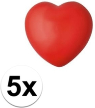 5x hartje stressbal rood 7 cm
