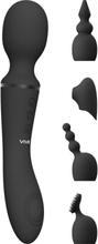 Vive: Nami, Pulse-Wave Wand Vibrator with Clitoral Sleeves, svart