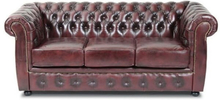 Liverpool Chesterfield 3 pers. sofa - Oxblod læder