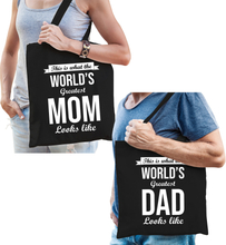 Worlds greatest Mom en Dad tasje - Cadeau tassen set voor Papa en Mama