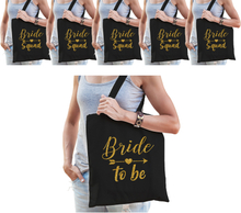 Tasjes vrijgezellenfeest vrouw - 1x Bride to Be zwart goud + 5x Bride Squad zwart goud