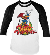 Woody Woodpecker Washed Japanese Logo Baseball Long Sleeve Tee, Long Sleeve T-Shirt