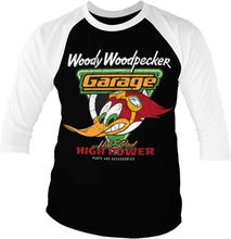 Woody Woodpecker Garage Baseball 3/4 Sleeve Tee, Long Sleeve T-Shirt