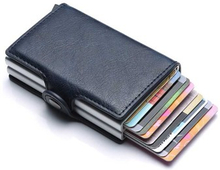 iSafe 2.0 Dobbelt Læder Kortholder til Kreditkort - Navy Blue