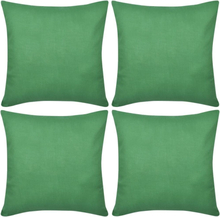 4 grønne pudebetræk i bomuld 40 x 40 cm