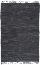 Håndvævet chindi-tæppe læder 120 x 170 cm grå