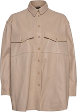 Agnes Thin Leather Shirt Overshirts Beige MDK / Munderingskompagniet*Betinget Tilbud