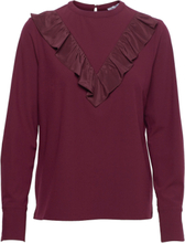Aretha Ruffle Top Tops Blouses Long-sleeved Red Marville Road