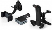 Technaxx Bilhållare för smartphones + Billaddare med 4x USB-port (TE08)