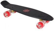 Skateboard med LED lamper 55,5 cm sort/rød