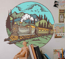 Natuur stickers Berg met trein